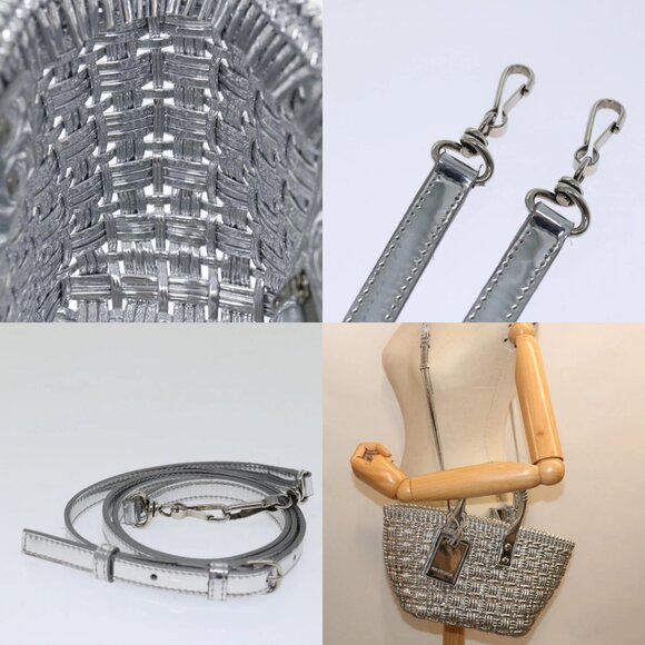 BALENCIAGA Bistro XS Hand Bag Wicker 2way Silver 671342 Auth 71589A - Picture 14 of 15